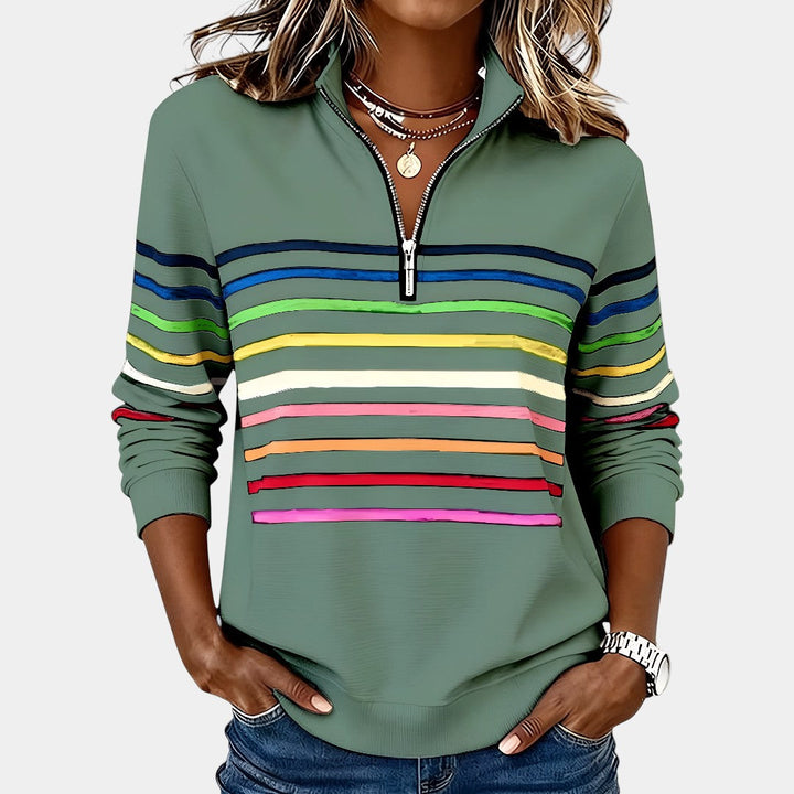 Riri™ | Half-Zip Rainbow Sweater - Maison Léa &amp; Lou