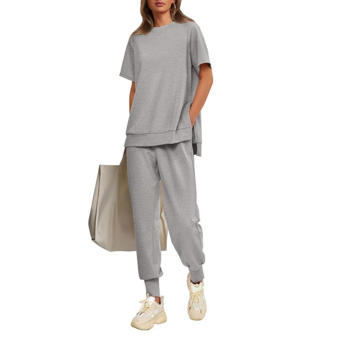 HILARIA™ - Casual Bishop Sleeve Notched Neck Set - Maison Léa &amp; Lou