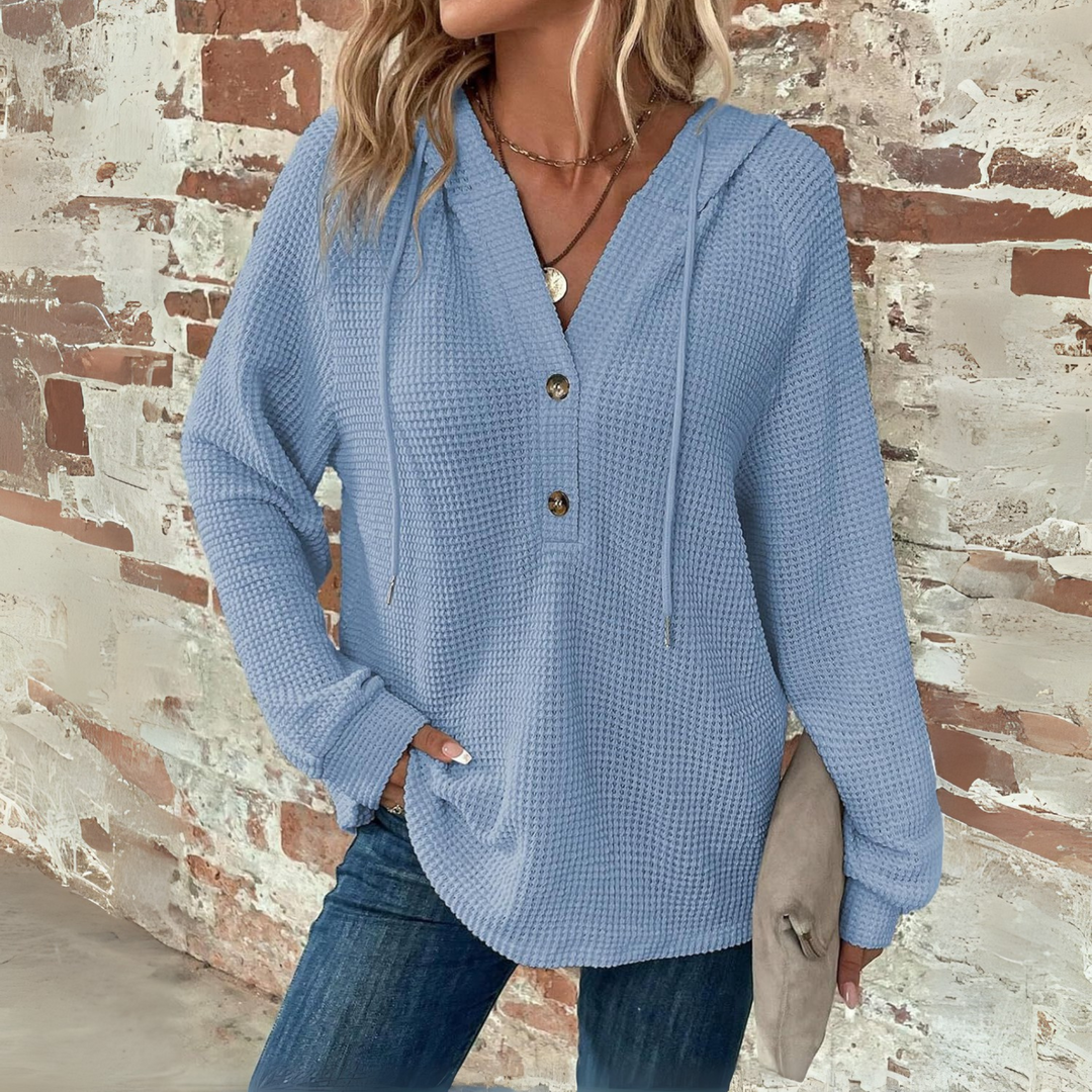SIONI™ - Casual Long Sleeve V-Neck Hoodie Sweatshirt - Maison Léa &amp; Lou
