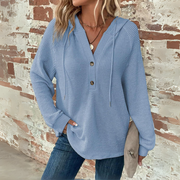 SIONI™ - Casual Long Sleeve V-Neck Hoodie Sweatshirt - Maison Léa &amp; Lou