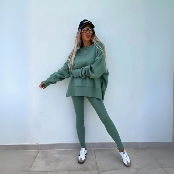 CLARIS™ - Casual Long Sleeve Sweatshirt and Pants Set - Maison Léa &amp; Lou
