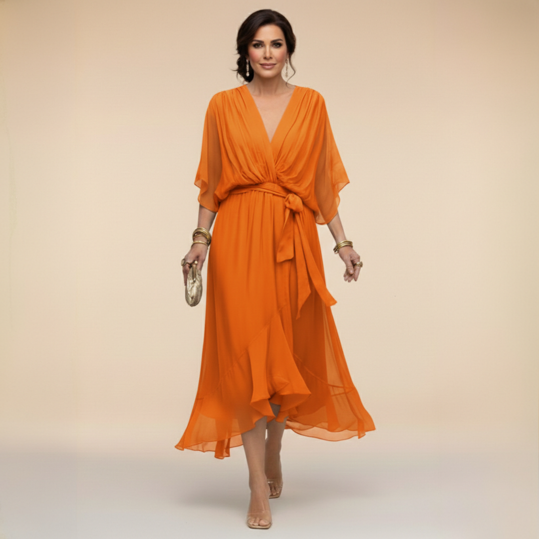 Bella - Flowing V-Neck Silhouette Dress - Maison Léa &amp; Lou