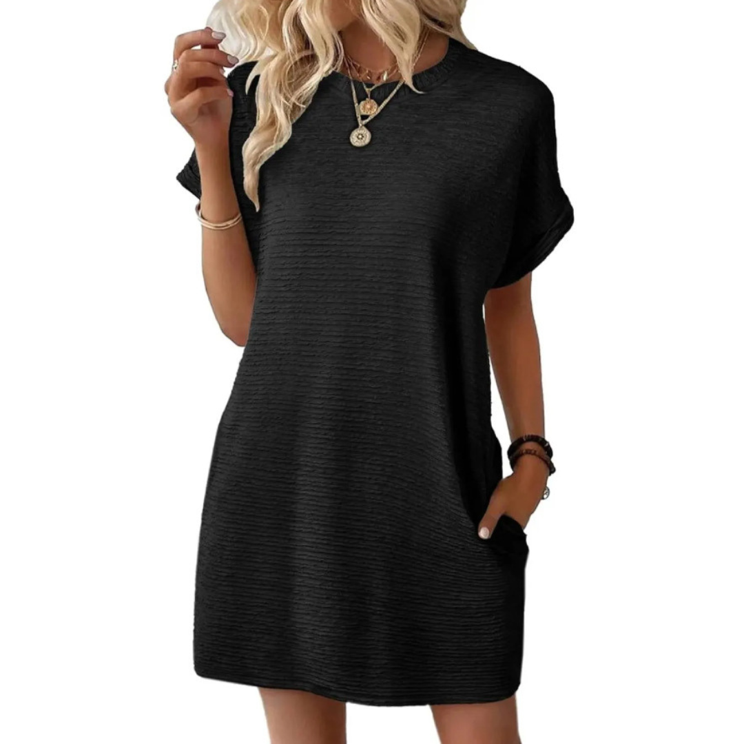 EVASHA™ – Casual Minimalist Round Neck Summer Dress - Maison Léa &amp; Lou