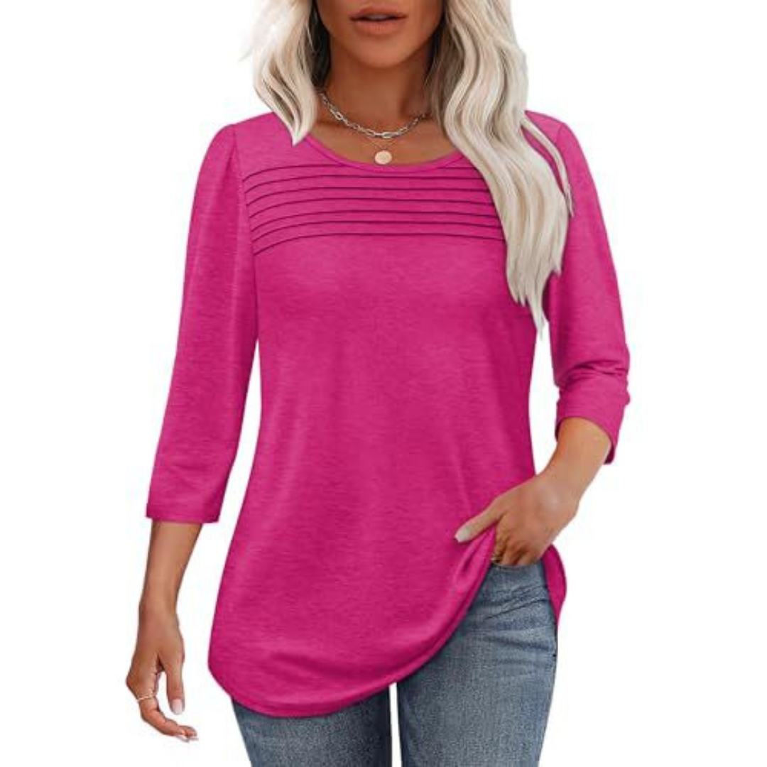 TESSARA™ – Casual Pleated Front Spring Top - Maison Léa &amp; Lou