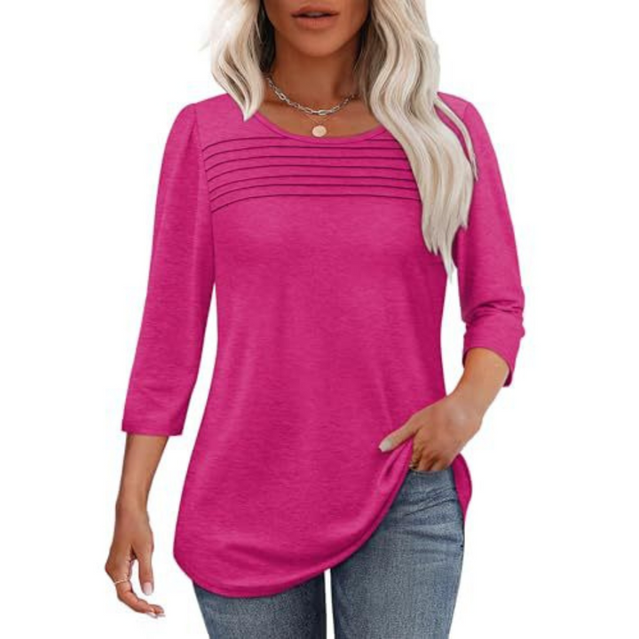 TESSARA™ – Casual Pleated Front Spring Top - Maison Léa &amp; Lou