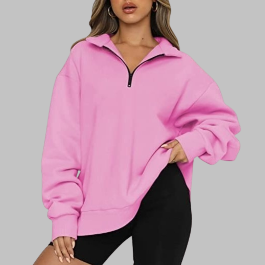 TENLEY™ - Casual Oversized Half Zip Long Sleeve Sweatshirt - Maison Léa &amp; Lou