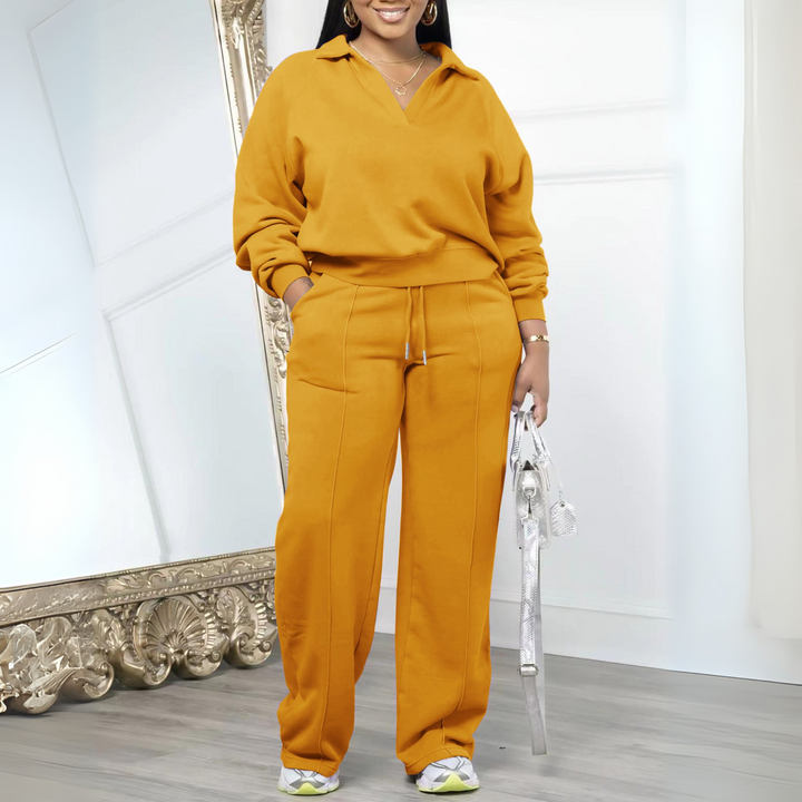 WILA™ - Casual Long Sleeve Sweatshirt and Drawstring Pants Set - Maison Léa &amp; Lou