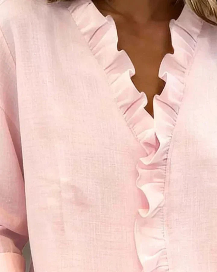 Elira™ | Elegant V-neck Blouse - Maison Léa &amp; Lou