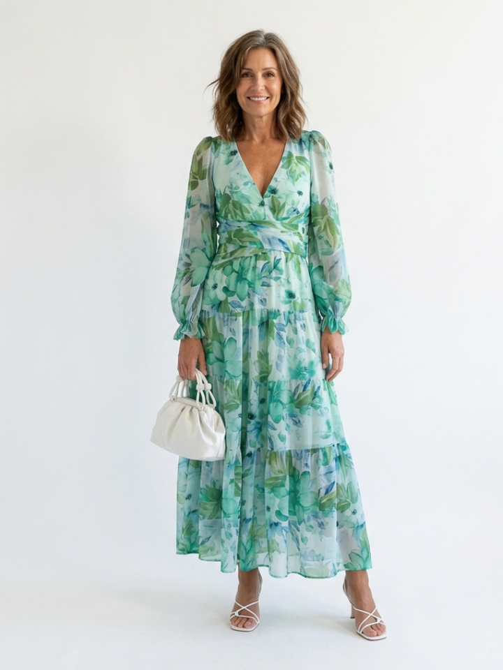 Althea | Long Sleeve Floral Maxi Dress - Maison Léa &amp; Lou
