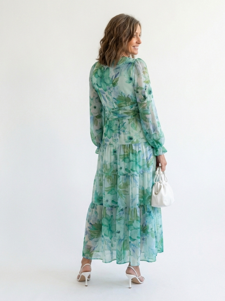 Althea | Long Sleeve Floral Maxi Dress - Maison Léa &amp; Lou