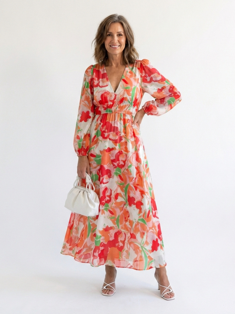 Althea | Long Sleeve Floral Maxi Dress - Maison Léa &amp; Lou