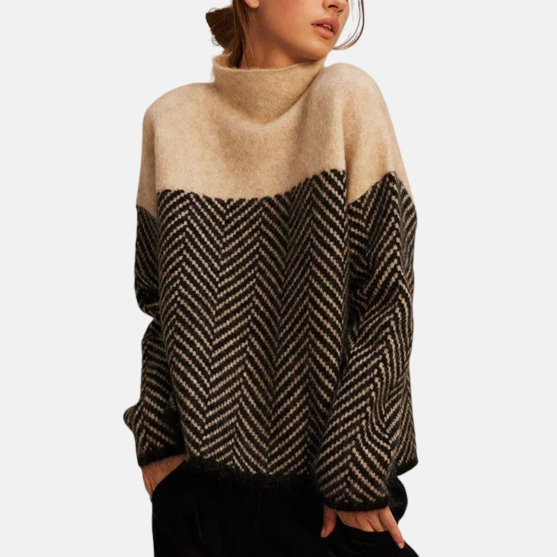 Elise | Herringbone Turtleneck Sweater - Maison Léa &amp; Lou
