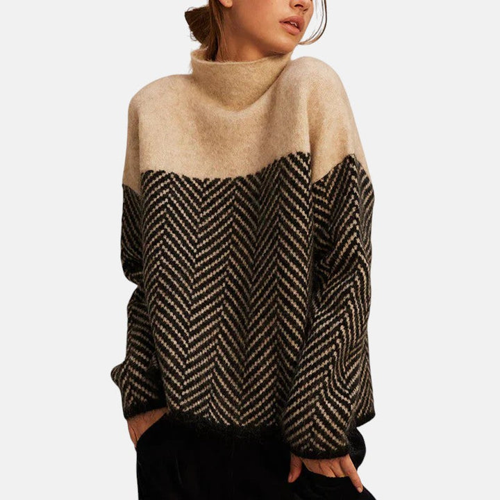 Elise | Herringbone Turtleneck Sweater - Maison Léa &amp; Lou