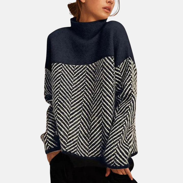 Elise | Herringbone Turtleneck Sweater - Maison Léa &amp; Lou
