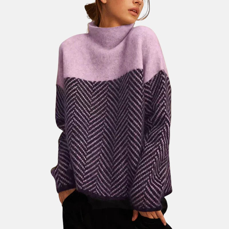 Elise | Herringbone Turtleneck Sweater - Maison Léa &amp; Lou