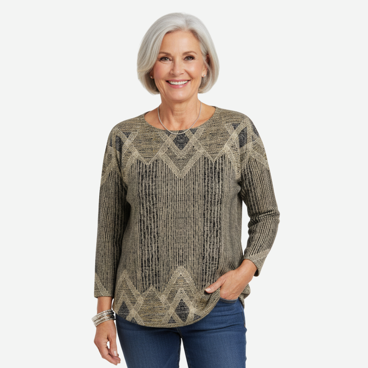 Eleni | Geometric Print Sweater - Maison Léa &amp; Lou