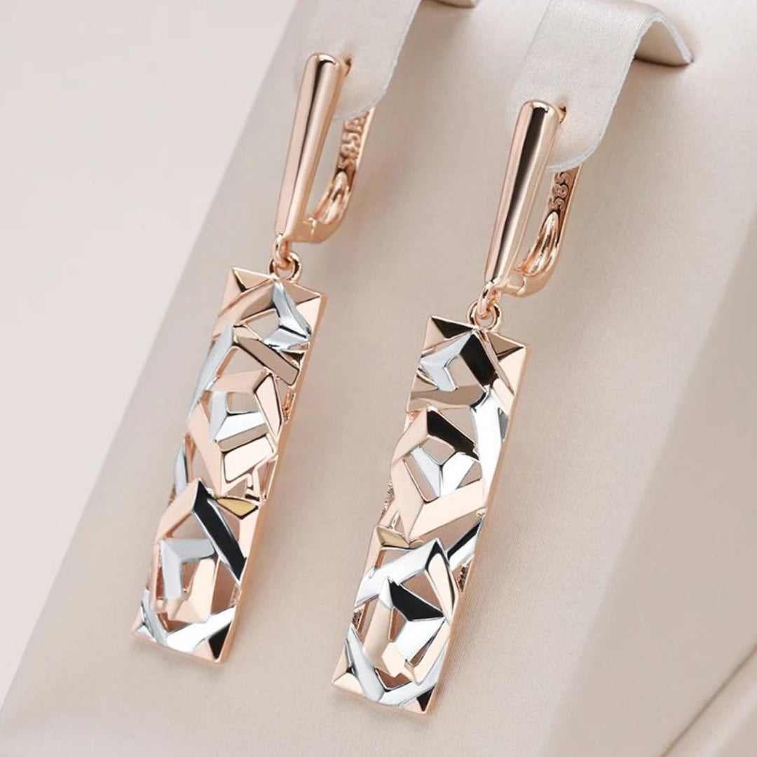 MYRA™ - Elegant Rectangular Gold and Silver Earrings - Maison Léa & Lou