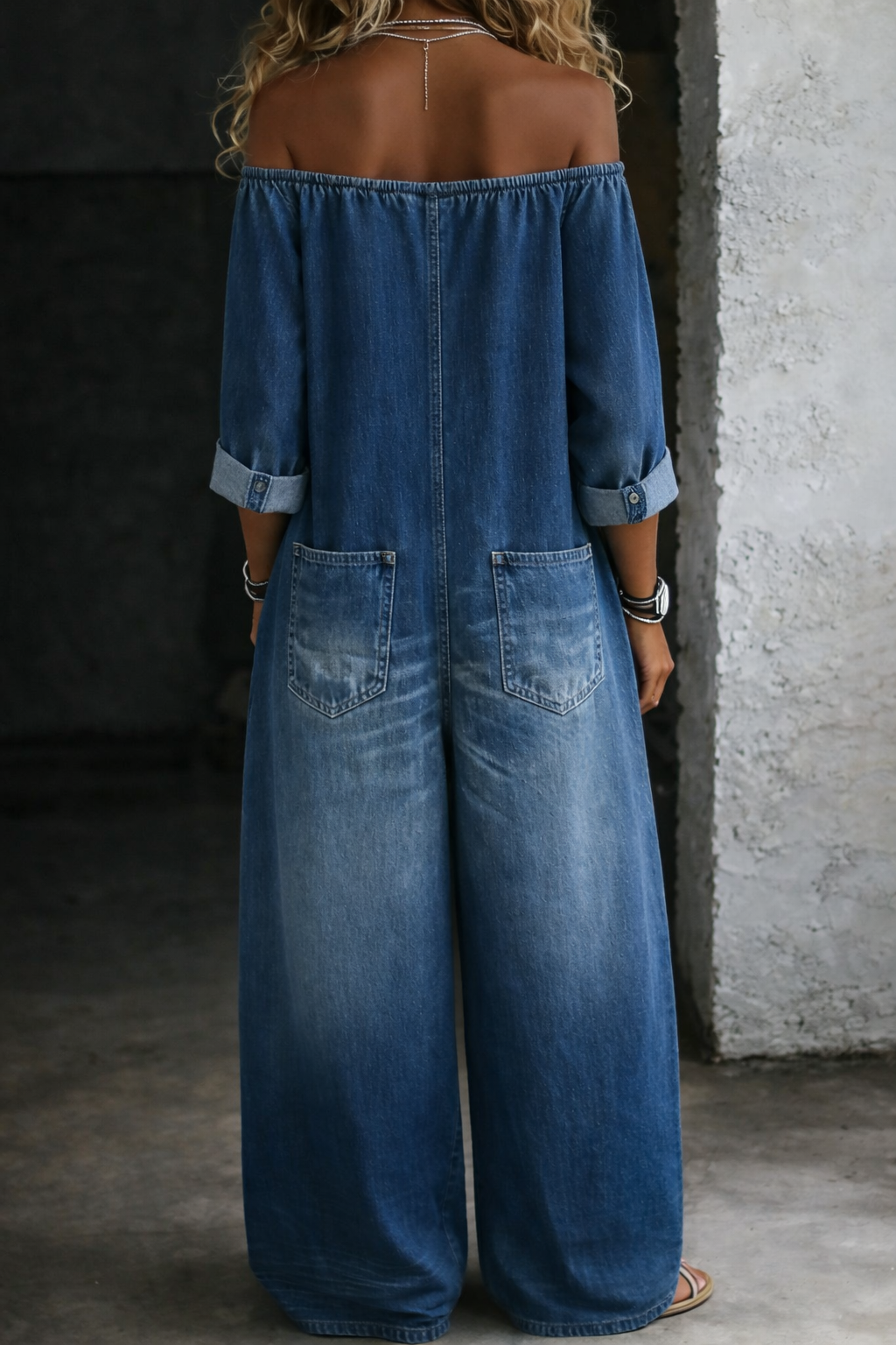 Elena | Off Shoulder Long Sleeve Jumpsuit - Maison Léa &amp; Lou