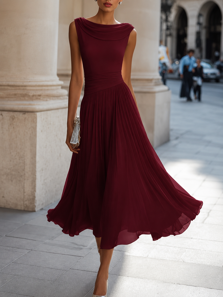 LIORA™ | PLEATED MIDI DRESS - Maison Léa &amp; Lou