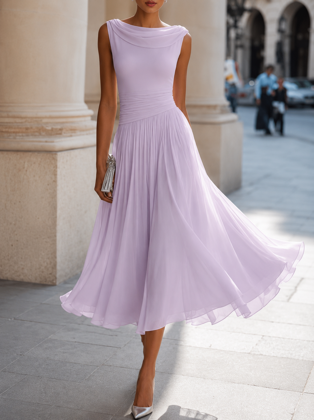 LIORA™ | PLEATED MIDI DRESS - Maison Léa &amp; Lou