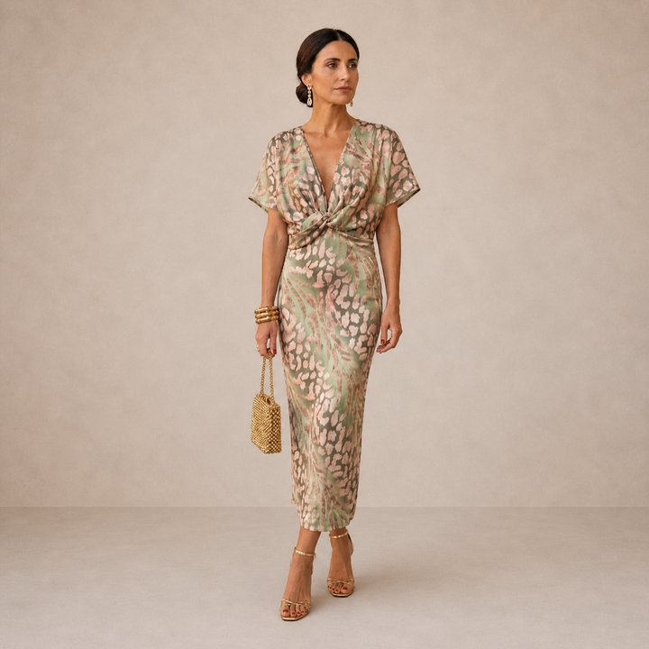 LIORA™ | Ruffle Sleeve Midi Dress - Maison Léa &amp; Lou