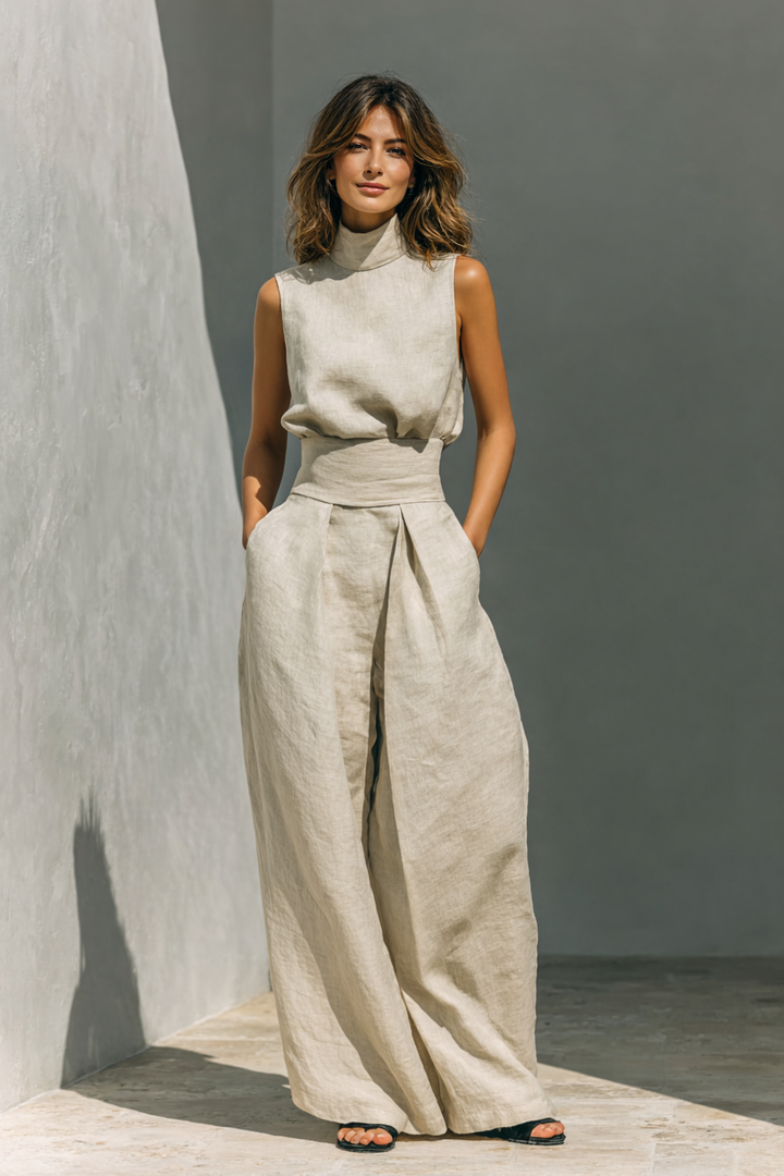 Maria™ | Classic Linen-look Two-Piece Set - Maison Léa &amp; Lou