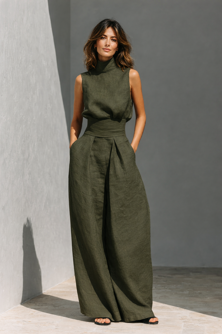 Maria™ | Classic Linen-look Two-Piece Set - Maison Léa &amp; Lou