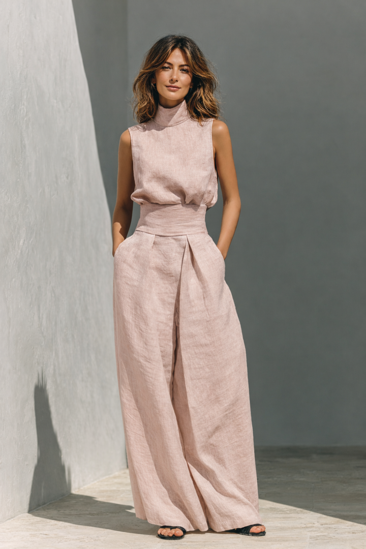Maria™ | Classic Linen-look Two-Piece Set - Maison Léa &amp; Lou