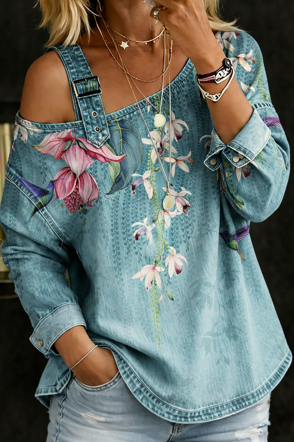 Danielle | Off Shoulder Denim Top - Maison Léa & Lou