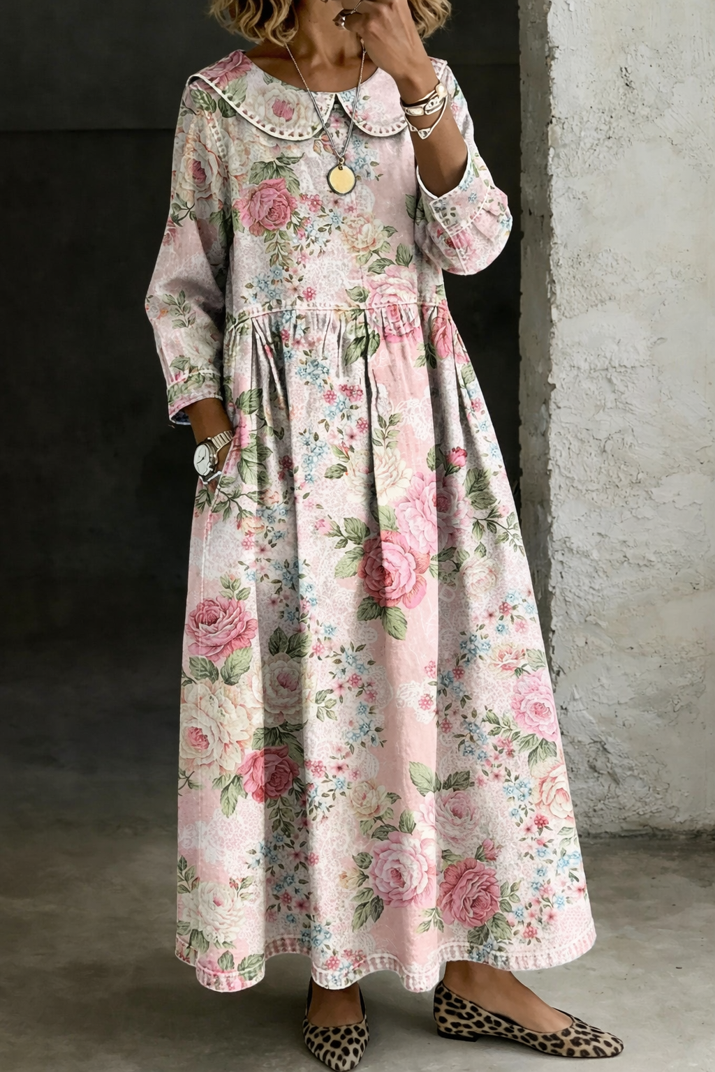Brooklyn | Floral Collar Denim Dress - Maison Léa & Lou