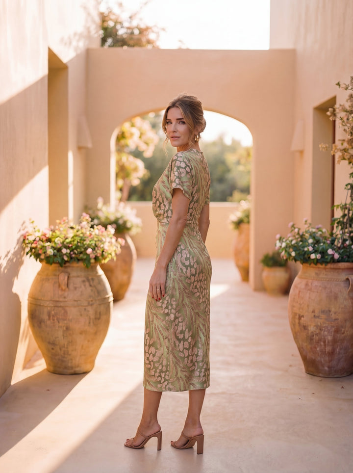 LIORA™ | Ruffle Sleeve Midi Dress - Maison Léa &amp; Lou