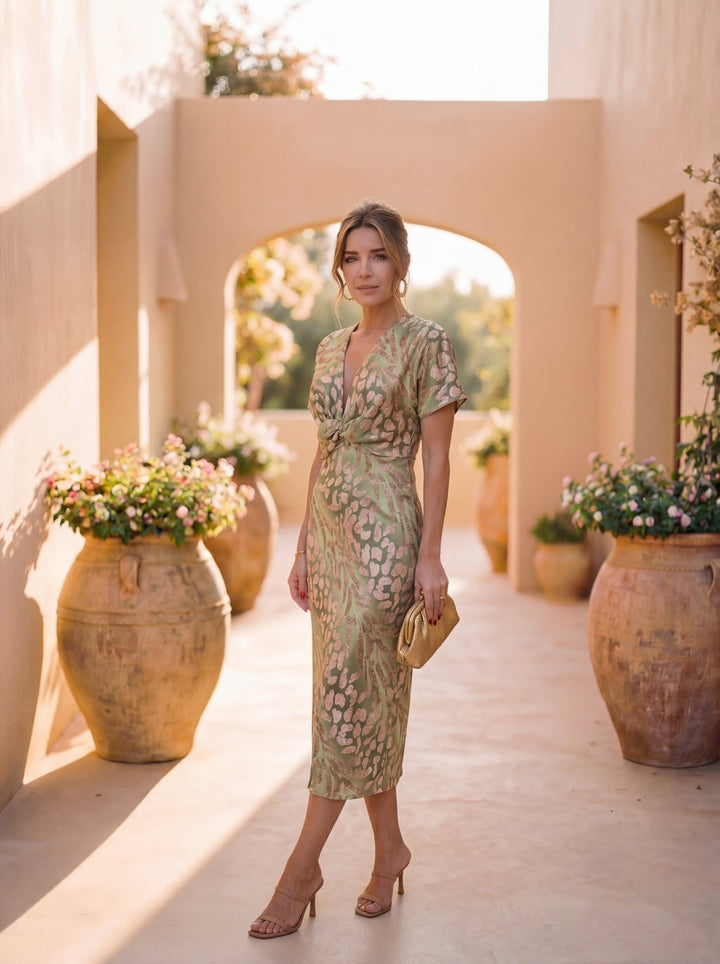 LIORA™ | Ruffle Sleeve Midi Dress - Maison Léa &amp; Lou