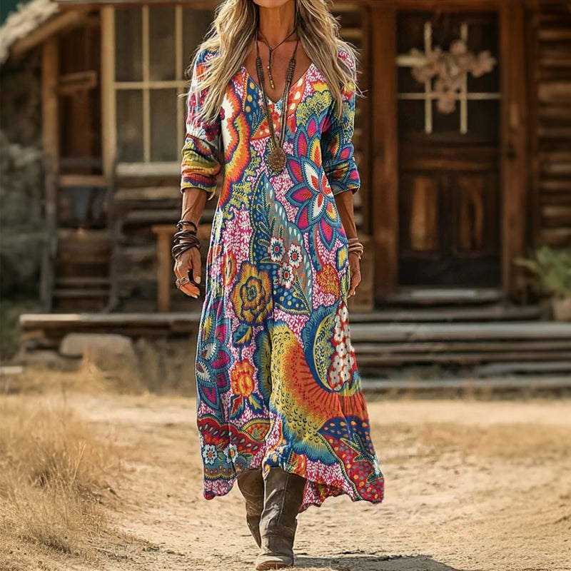 Meadow | Flowing Bohemian Maxi Dress - Maison Léa &amp; Lou