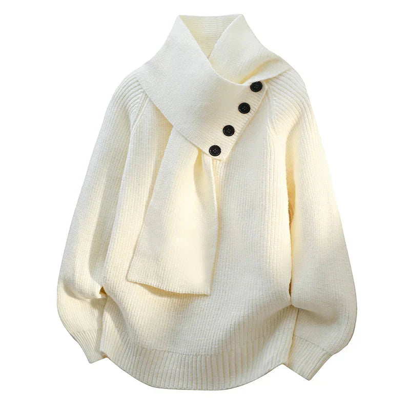 Maribel™ | Buttoned Scarf-Neck Sweater - Maison Léa & Lou