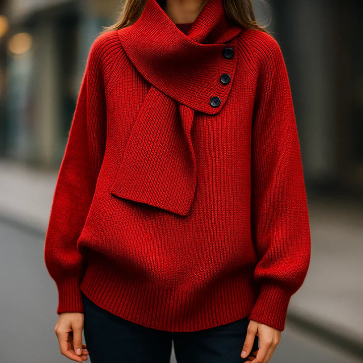 Maribel™ | Buttoned Scarf-Neck Sweater - Maison Léa &amp; Lou