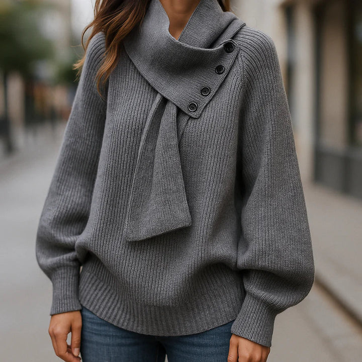 Maribel™ | Buttoned Scarf-Neck Sweater - Maison Léa &amp; Lou