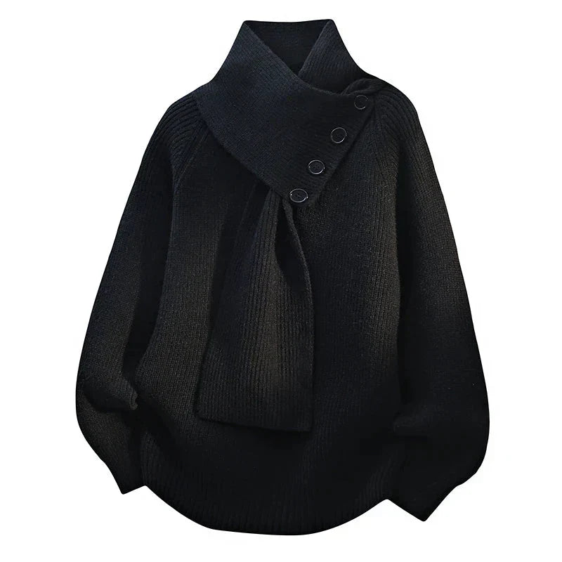 Maribel™ | Buttoned Scarf-Neck Sweater - Maison Léa &amp; Lou