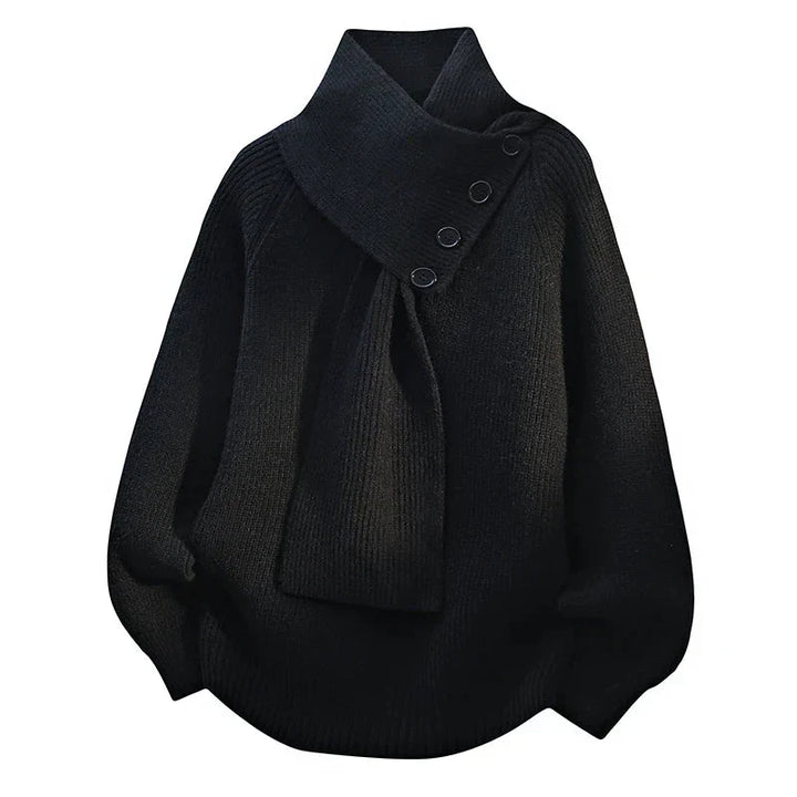 Maribel™ | Buttoned Scarf-Neck Sweater - Maison Léa &amp; Lou