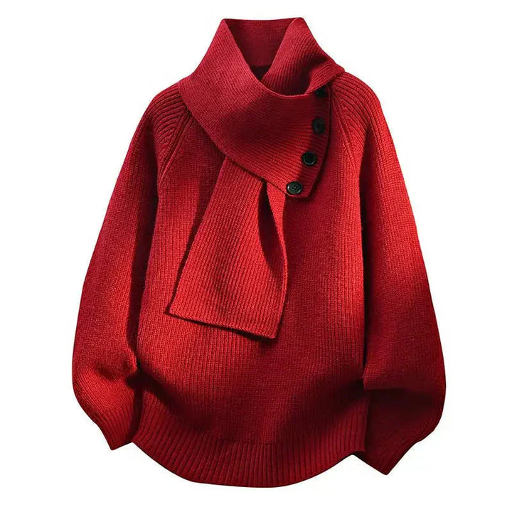 Maribel™ | Buttoned Scarf-Neck Sweater - Maison Léa &amp; Lou