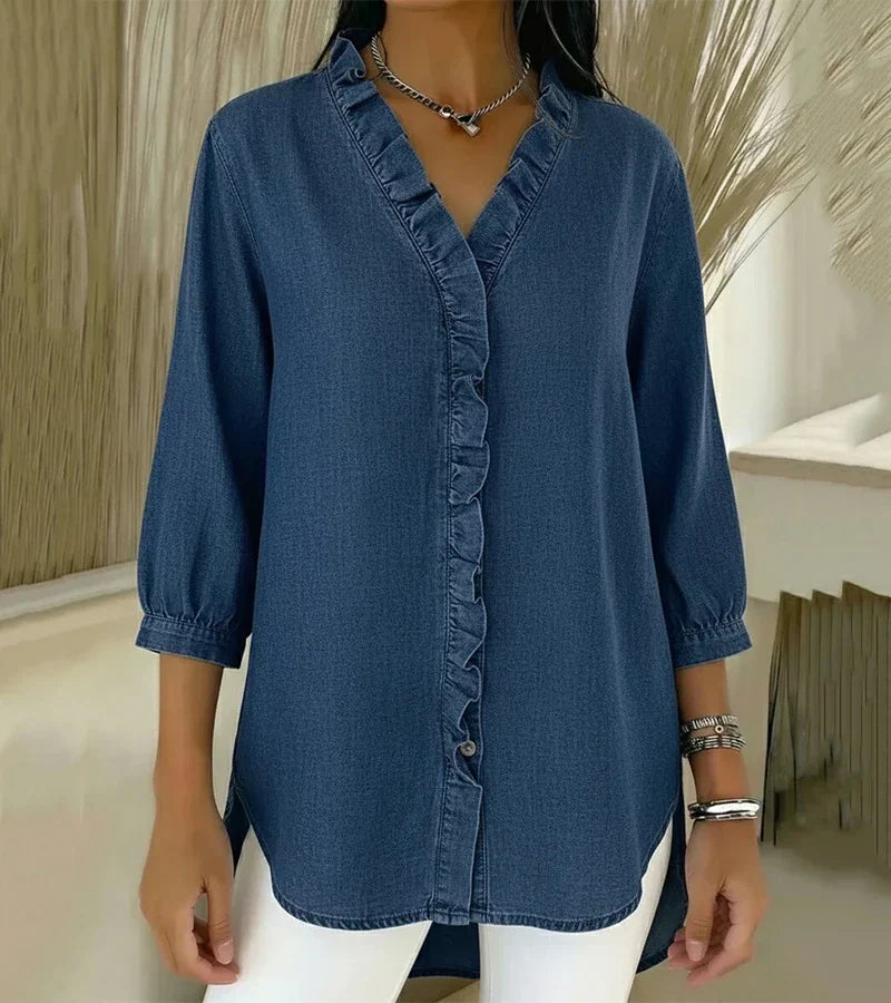 Abigail™ | Elegant Denim Blouse - Maison Léa &amp; Lou