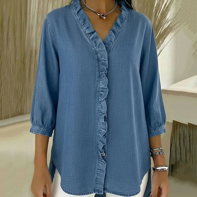 Abigail™ | Elegant Denim Blouse - Maison Léa & Lou