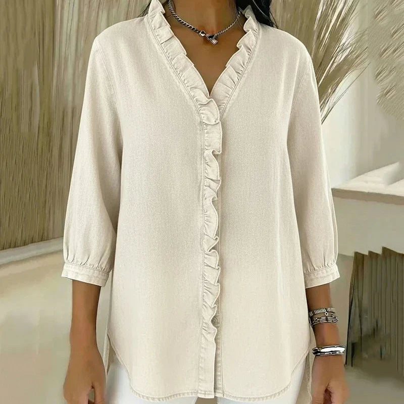 Abigail™ | Elegant Denim Blouse - Maison Léa &amp; Lou