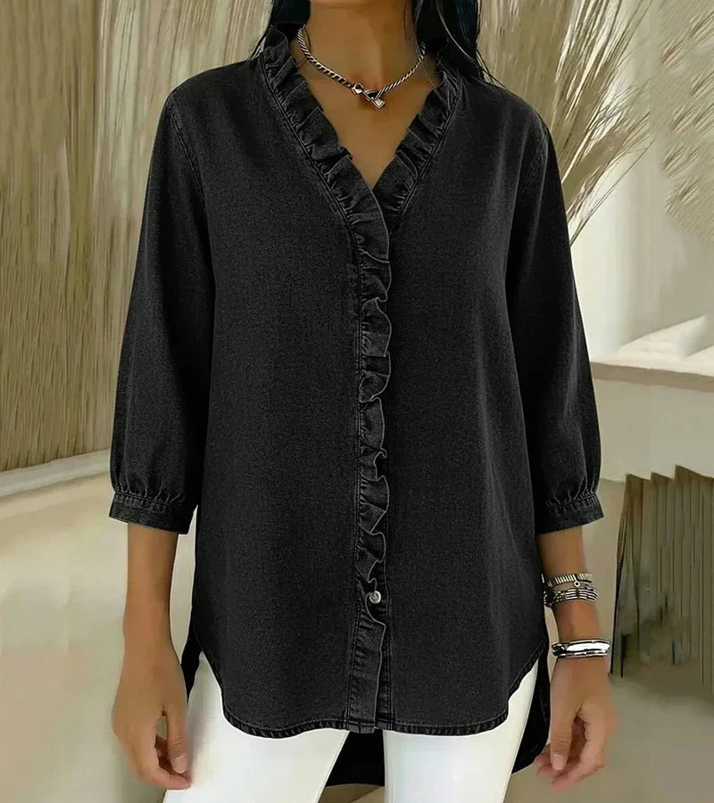 Abigail™ | Elegant Denim Blouse - Maison Léa &amp; Lou