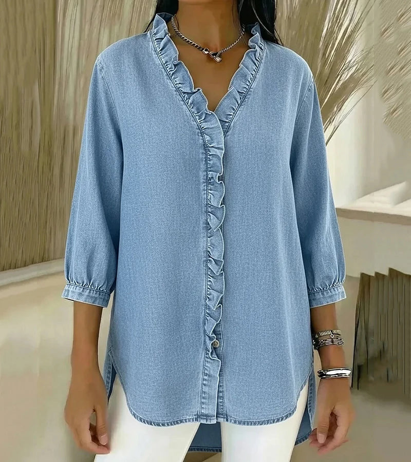 Abigail™ | Elegant Denim Blouse - Maison Léa &amp; Lou
