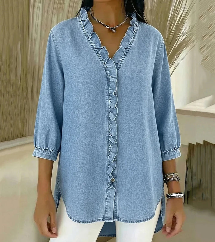 Abigail™ | Elegant Denim Blouse - Maison Léa &amp; Lou
