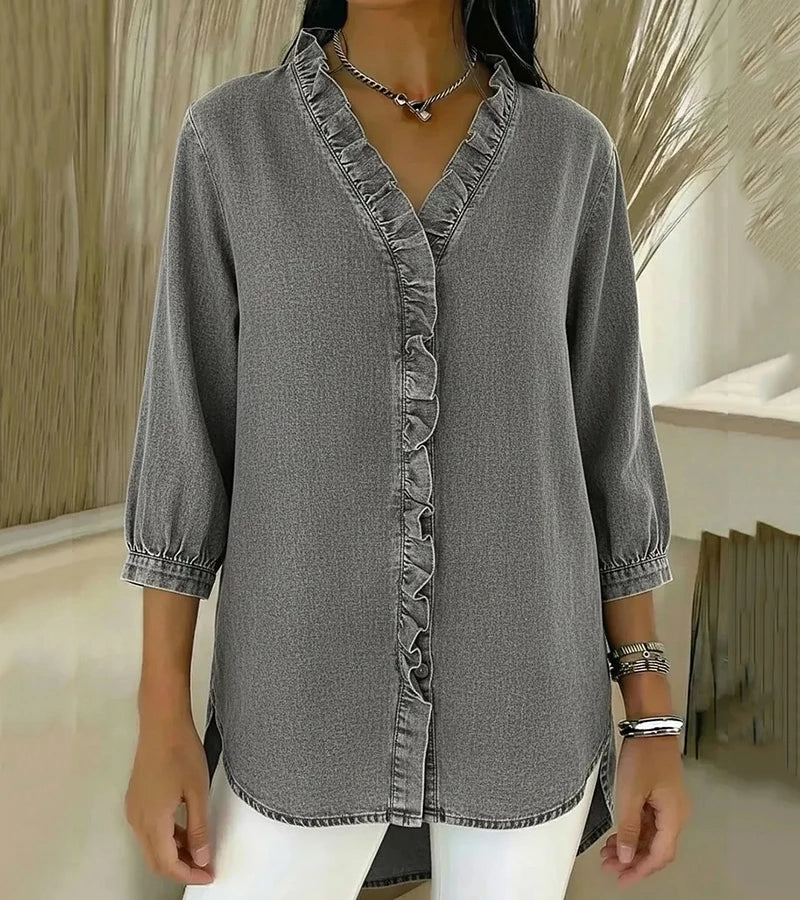 Abigail™ | Elegant Denim Blouse - Maison Léa &amp; Lou