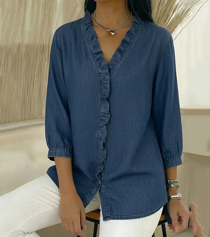 Abigail™ | Elegant Denim Blouse - Maison Léa &amp; Lou