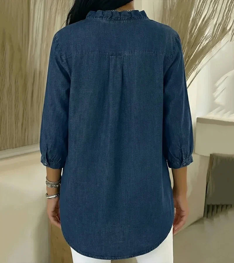 Abigail™ | Elegant Denim Blouse - Maison Léa &amp; Lou