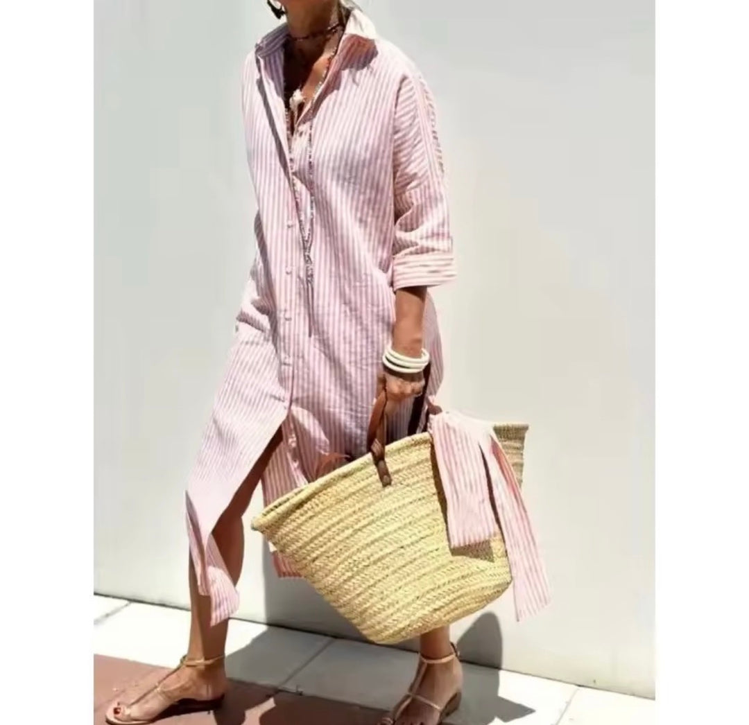 Pernille™ - Striped shirt dress - Maison Léa &amp; Lou
