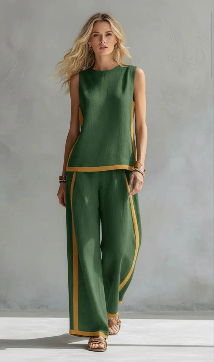 Ursula - Set elegante e casual di gilet e pantaloni con finiture bicolore